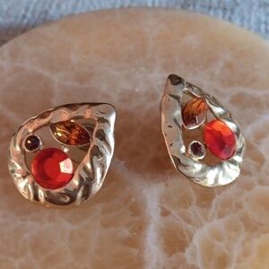 Gold Tone Tear Drop Shaped Post Earrings